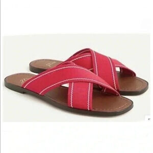 J. Crew Flat Leather Sandals Crossed Woven Straps size 7.5